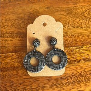 Textured Black Hoop Earrings